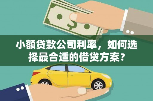 氹仔岛小额贷款公司利率，如何选择最合适的借贷方案？