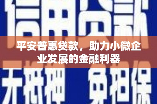 氹仔岛平安普惠贷款，助力小微企业发展的金融利器